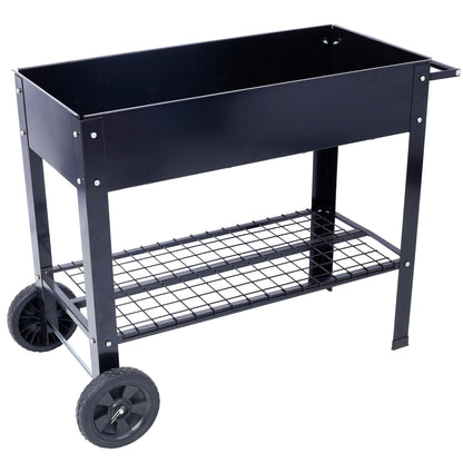 Elevated Mobile Raised Ergonomic Metal Planter Garden Bed