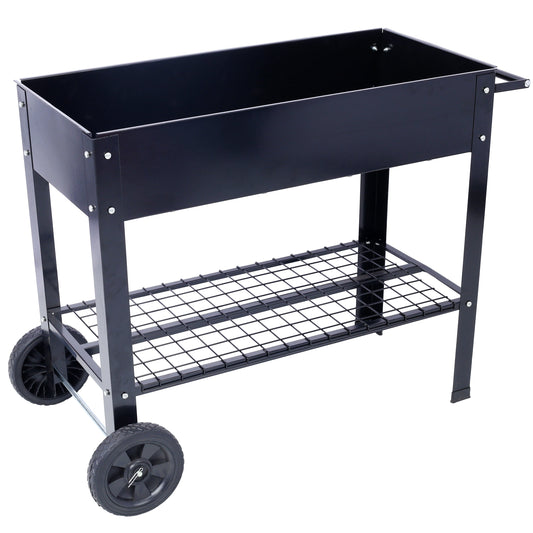 Elevated Mobile Raised Ergonomic Metal Planter Garden Bed