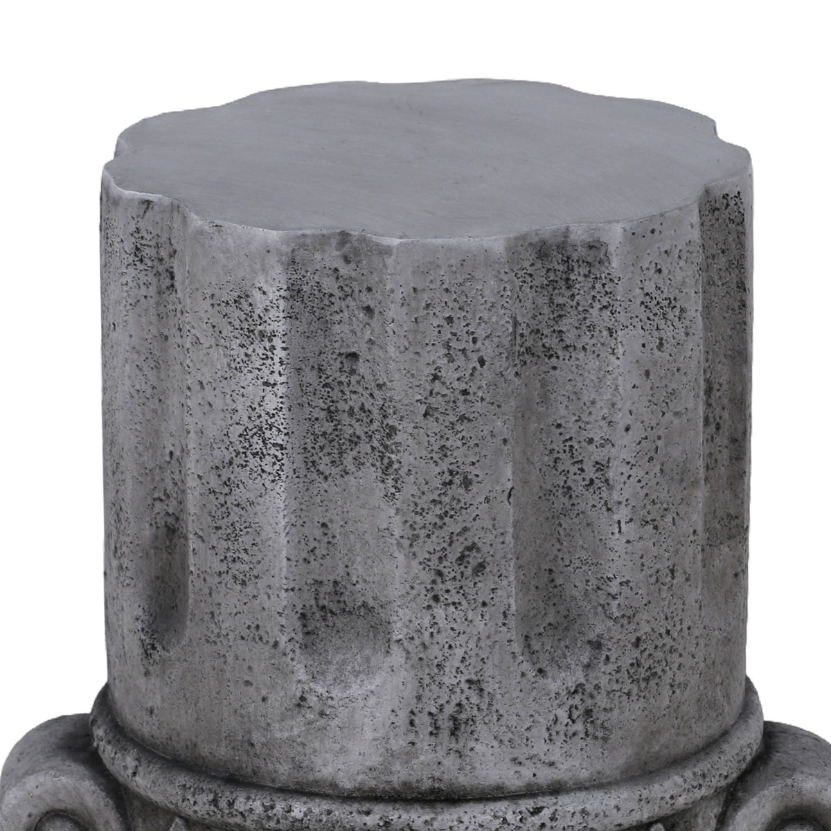 Outdoor End Table, Round Side Table For Patio And Garden - Antique Gray