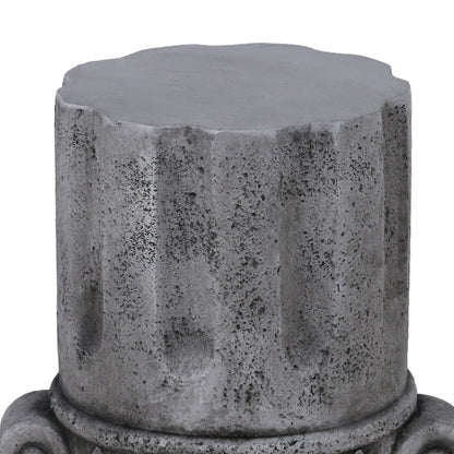 Outdoor End Table, Round Side Table For Patio And Garden - Antique Gray
