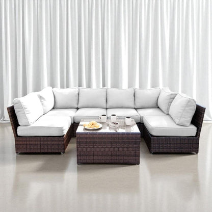 Comfortable Modern Patio Rattan Sectional Set With Cushions