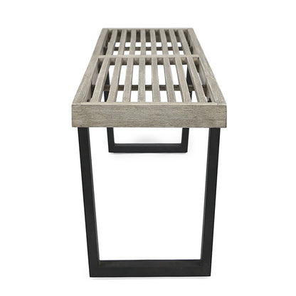 Metal/Solid Wood Outdoor Bench