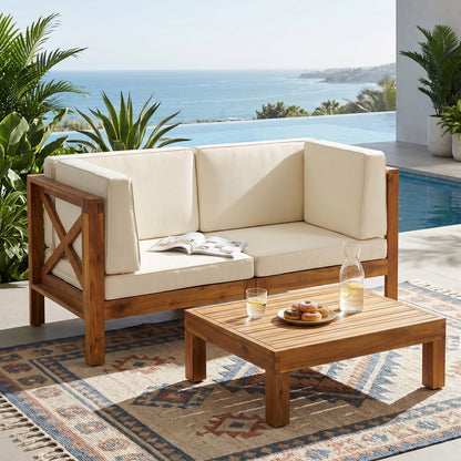 Brava X-Back 2 Seater Sectional Loveseat with Coffee Table