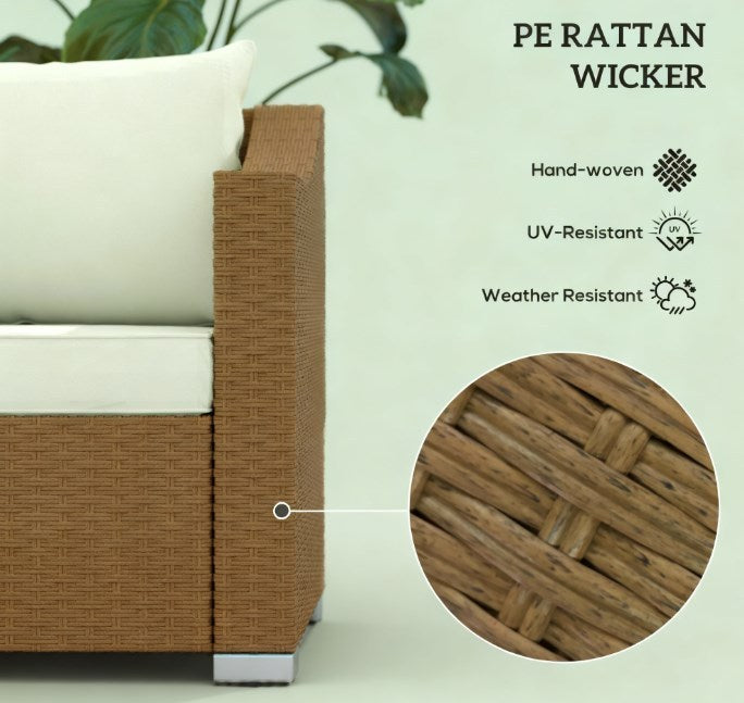 Rattan Wicker Seater Patio Couch with Cushions and Throw Pillows