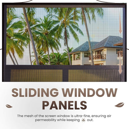 Alora Terrace Fully-Enclosed Outdoor Black Sunroom With Lockable Sliding Doors And Galvanized Double Steel Roof (SAK81634)