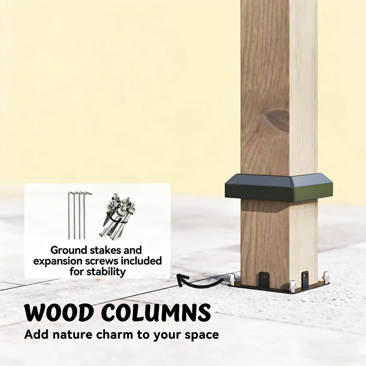 [08X10] Alora Heavy-Duty Fir Wood Hardtop Gazebo With Galvanized Steel Roof And Ceiling Hooks (SAK29467)