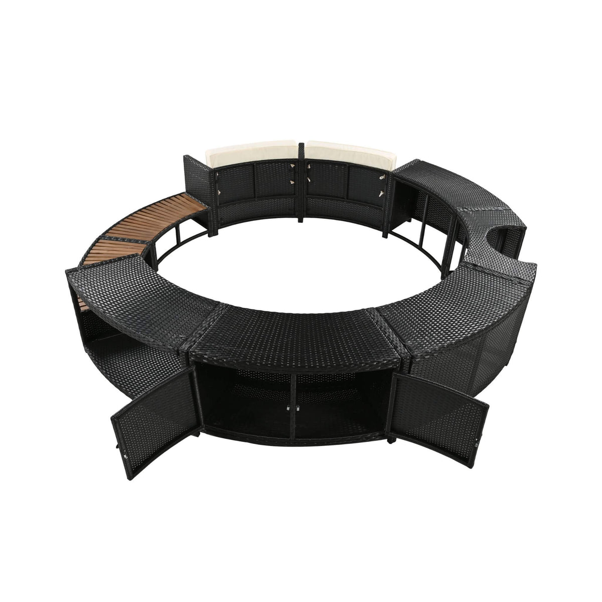 Alora Large Premium Surround Spa Patio Rattan Sofa Set With Storage Compartments And Cushions (SAK75629)