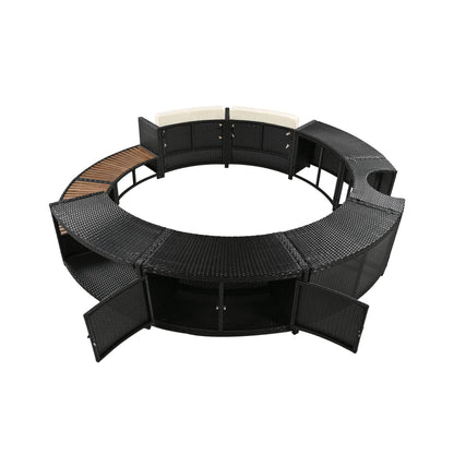 Alora Large Premium Surround Spa Patio Rattan Sofa Set With Storage Compartments And Cushions (SAK75629)