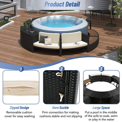 Alora Large Premium Surround Spa Patio Rattan Sofa Set With Storage Compartments And Cushions (SAK75629)