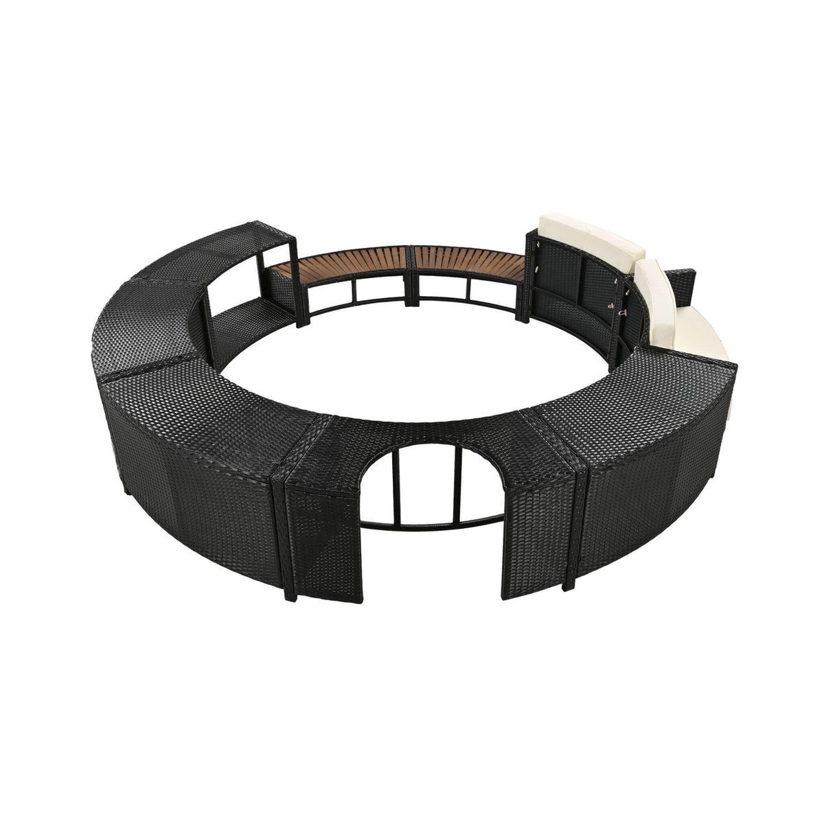 Alora Large Premium Surround Spa Patio Rattan Sofa Set With Storage Compartments And Cushions (SAK75629)