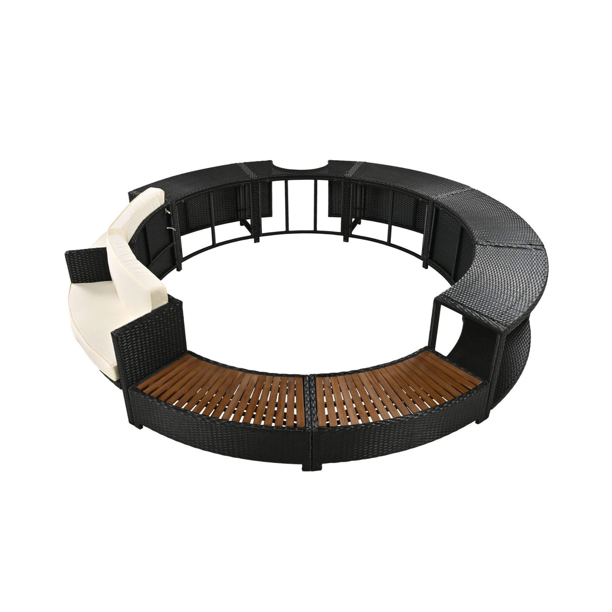 Alora Large Premium Surround Spa Patio Rattan Sofa Set With Storage Compartments And Cushions (SAK75629)