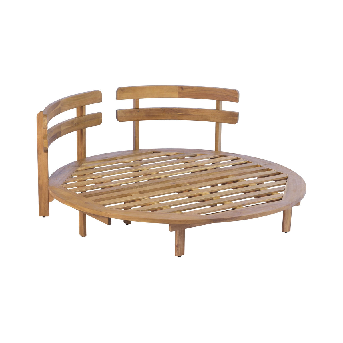 Alora Luxury Outdoor Acacia Wood Round Daybed With Cushions And Pillows (SAK40613)