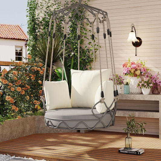 Alora Luxury Outdoor Hanging Basket Porch Swing Chair With UV Resistant Cushions (SAK95678)