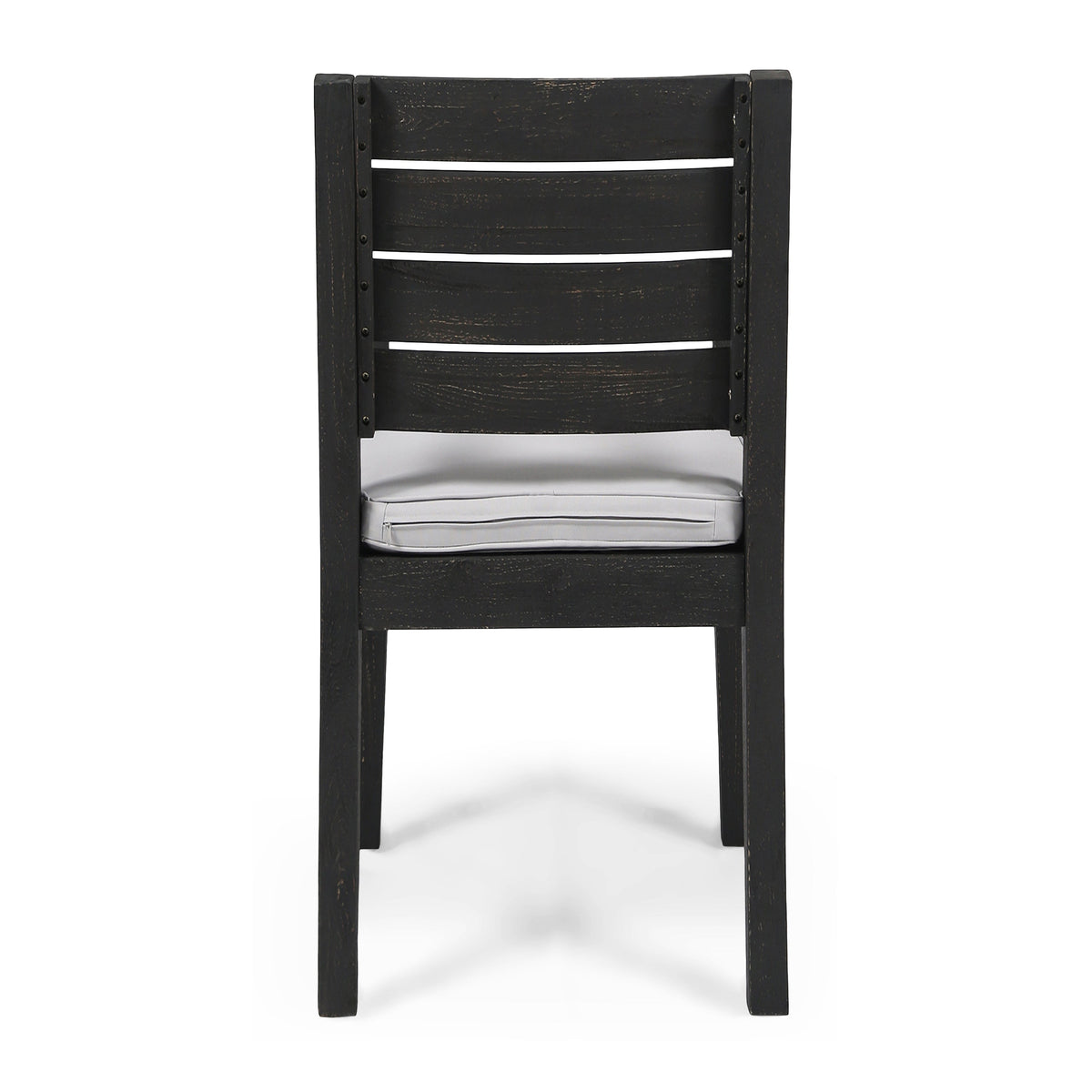Outdoor Acacia Wood Armless Dining Chair with Cushions (Set of 2)