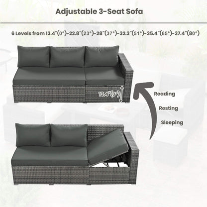 Alora Outdoor 6-Piece All-Weather PE Rattan Sofa Set With Adjustable Seat, Storage Box, Removable Covers, And Tempered Glass Table Top (SAK37221)