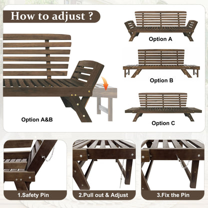Alora Outdoor Adjustable Wooden Patio Daybed Sofa With Cushions (SAK41345)