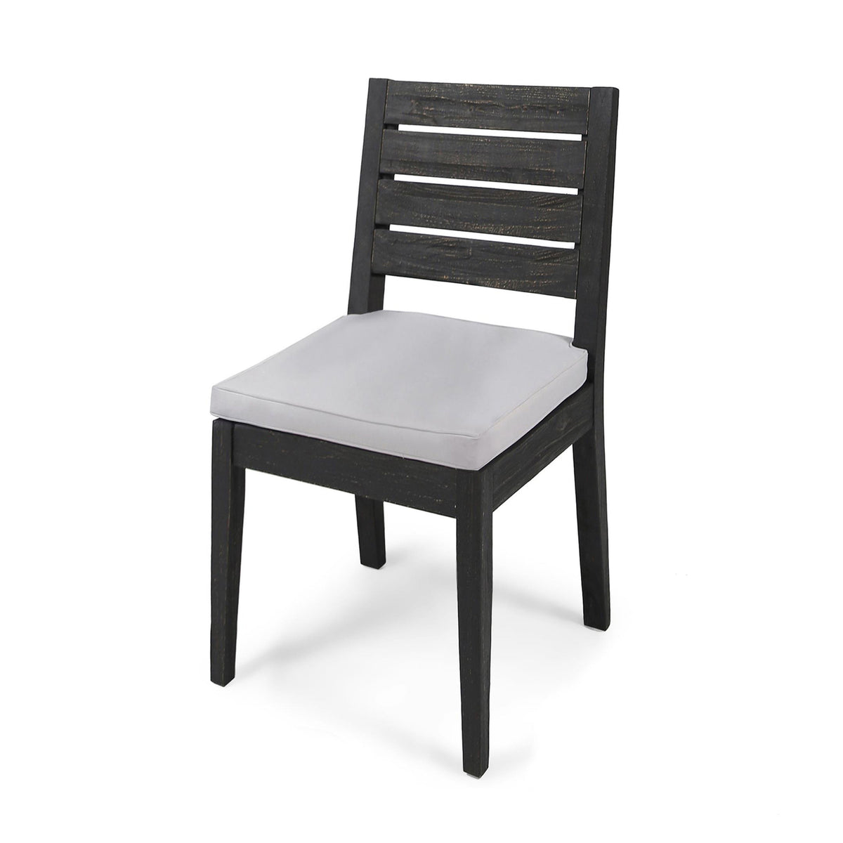 Outdoor Acacia Wood Armless Dining Chair with Cushions (Set of 2)
