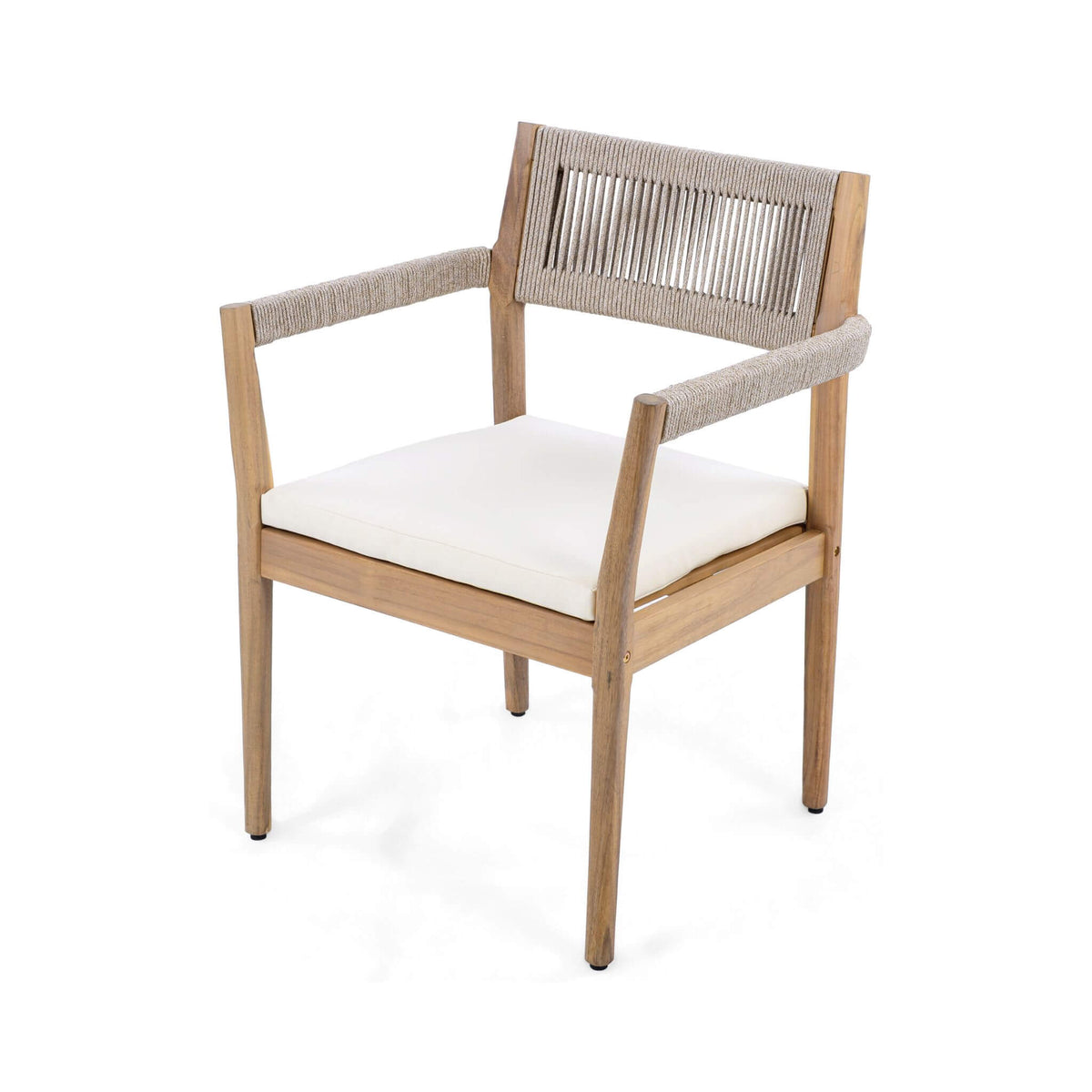 Alora Premium 5-Piece Outdoor Acacia Wood Patio Furniture Set With Braided Dining Chairs, Cushions, And Dining Table (SAK26754)