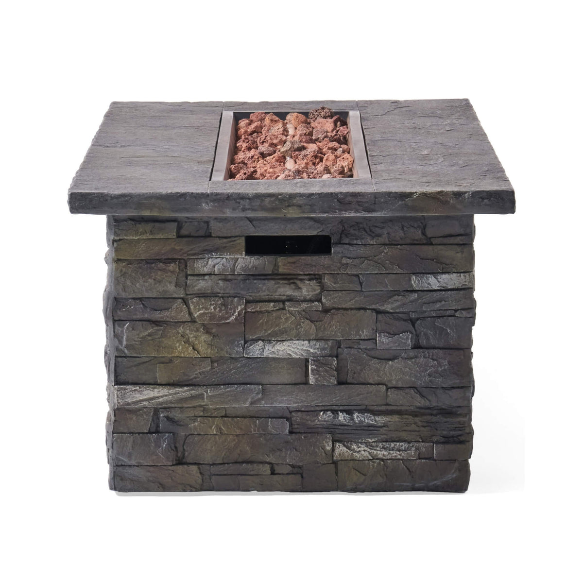 Alora Premium 56" Outdoor Rectangular Concrete Propane Fire Pit W/ Faux Stone Pattern, 50K BTU (SAK31845)