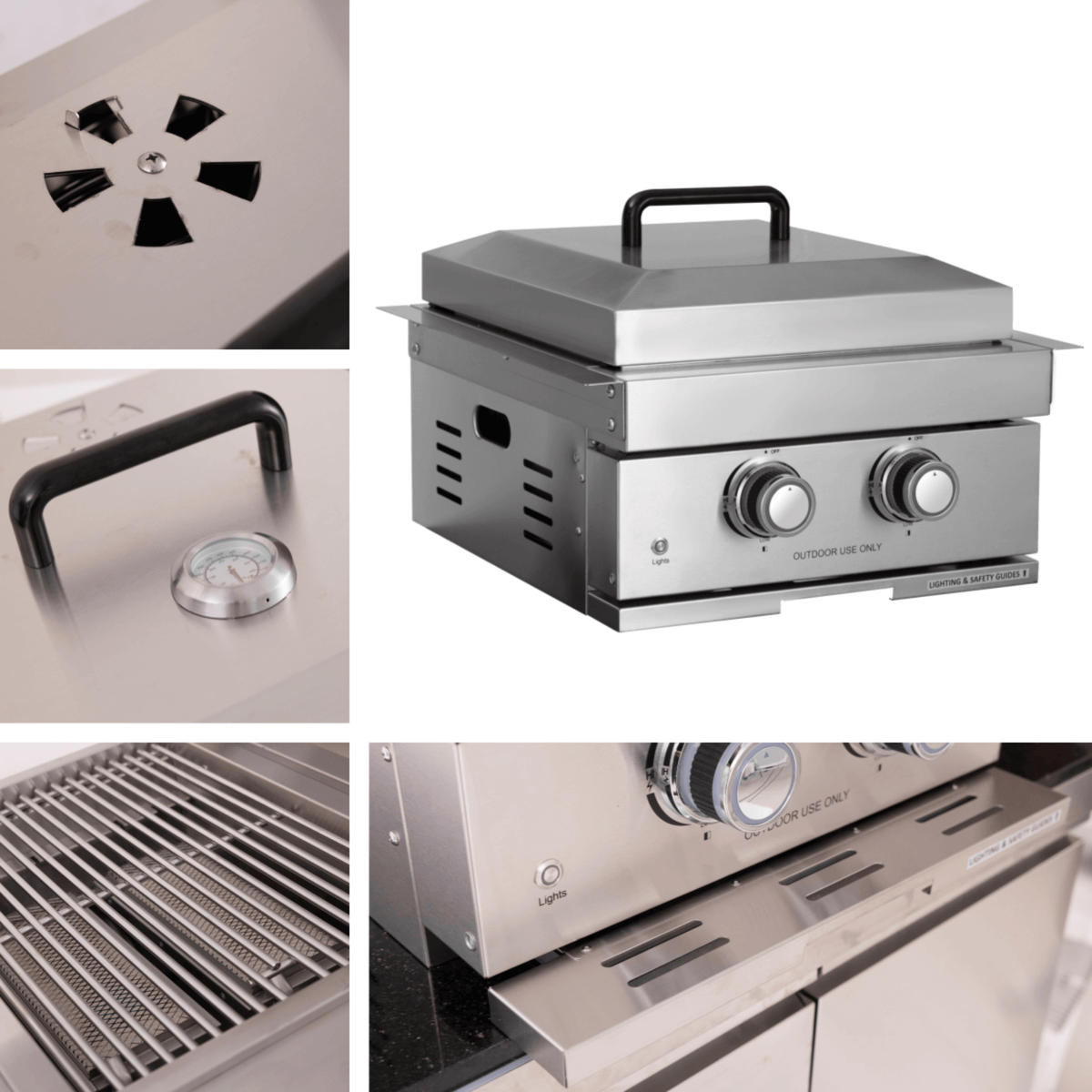 Premium Outdoor Kitchen With 32-Inch 60K BTU Built-In Stainless Steel LPG Gas Grill, Door And Drawer Combo And Stainless Steel Ice Box (SAK98661)