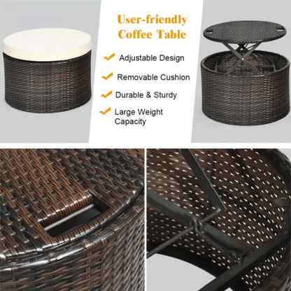 Alora Premium 76-Inch Round Outdoor Patio Rattan Daybed W/ Canopy & Table (SAK96418)